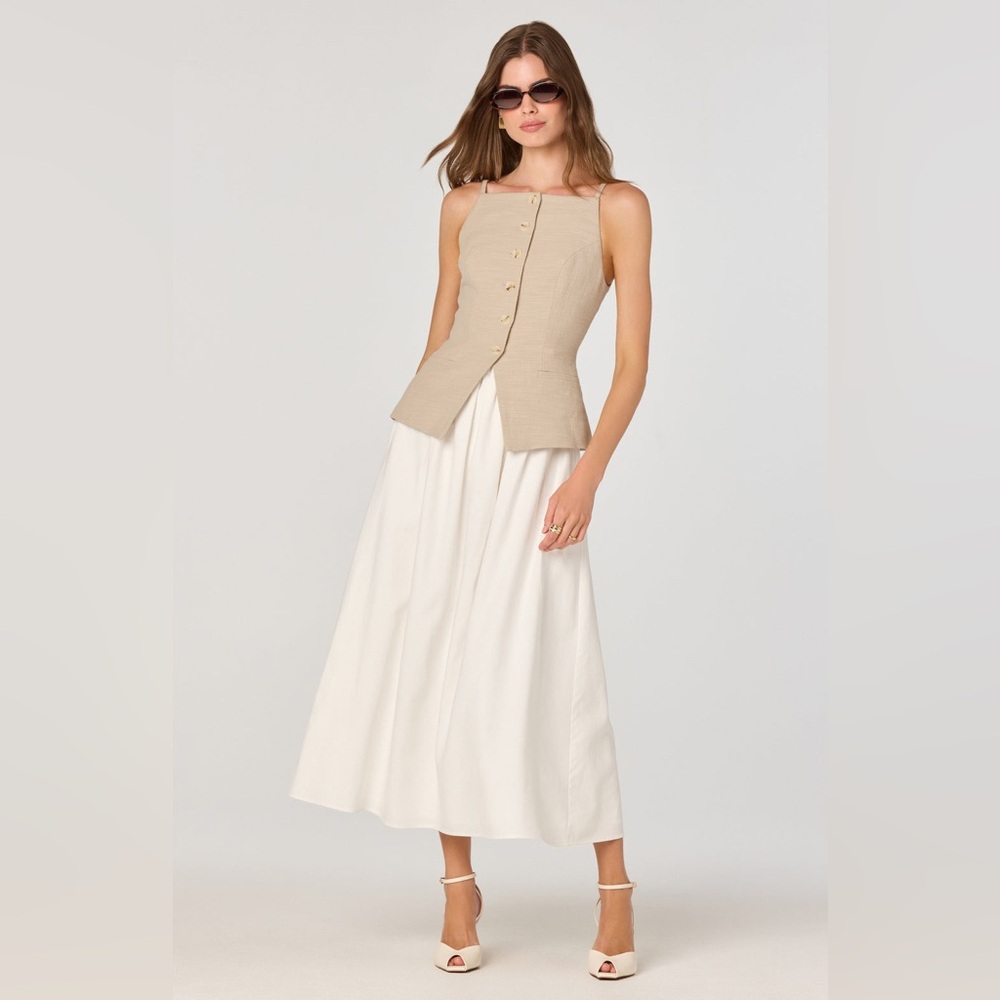 ASTR Beige Vest Midi Dress with Cream Skirt